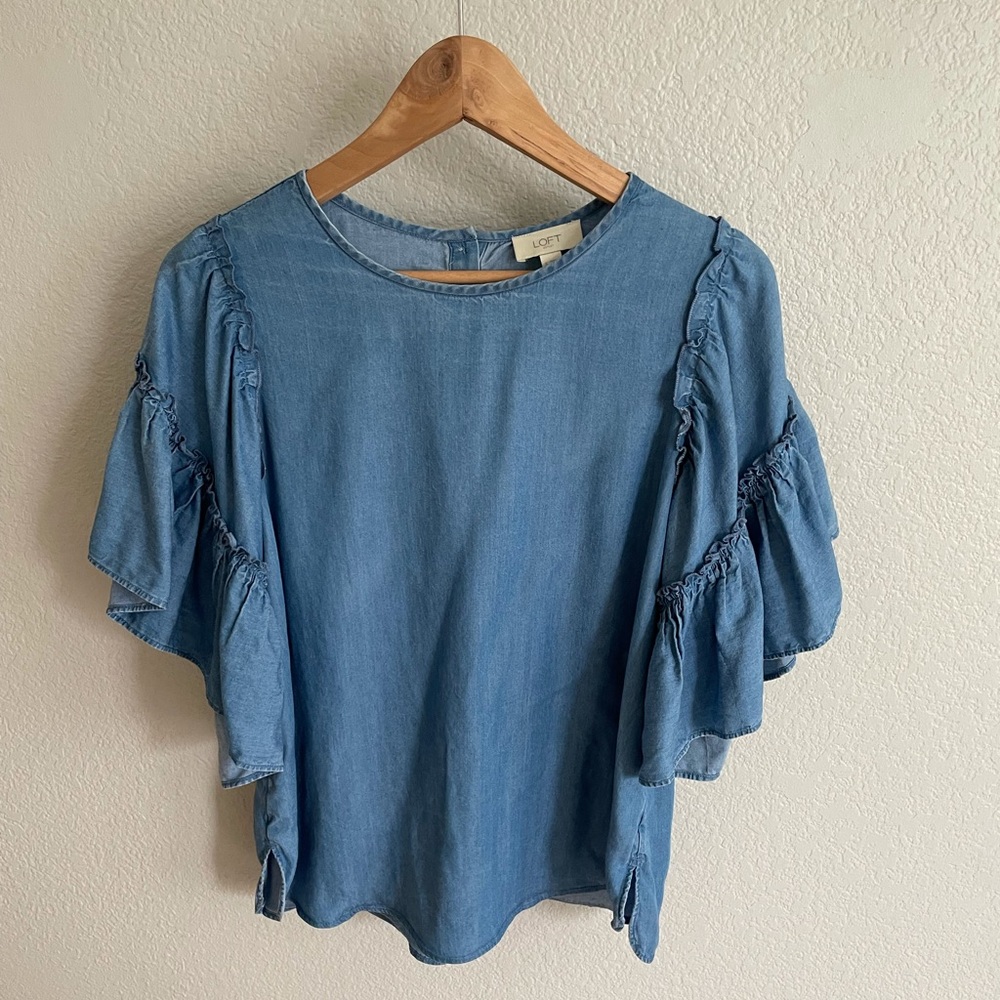Loft - blue Jean colored blouse size small